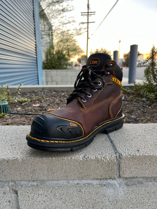 Men’s Cebu “BORCESHARK” Brown 6” Steel Toe Work Boot