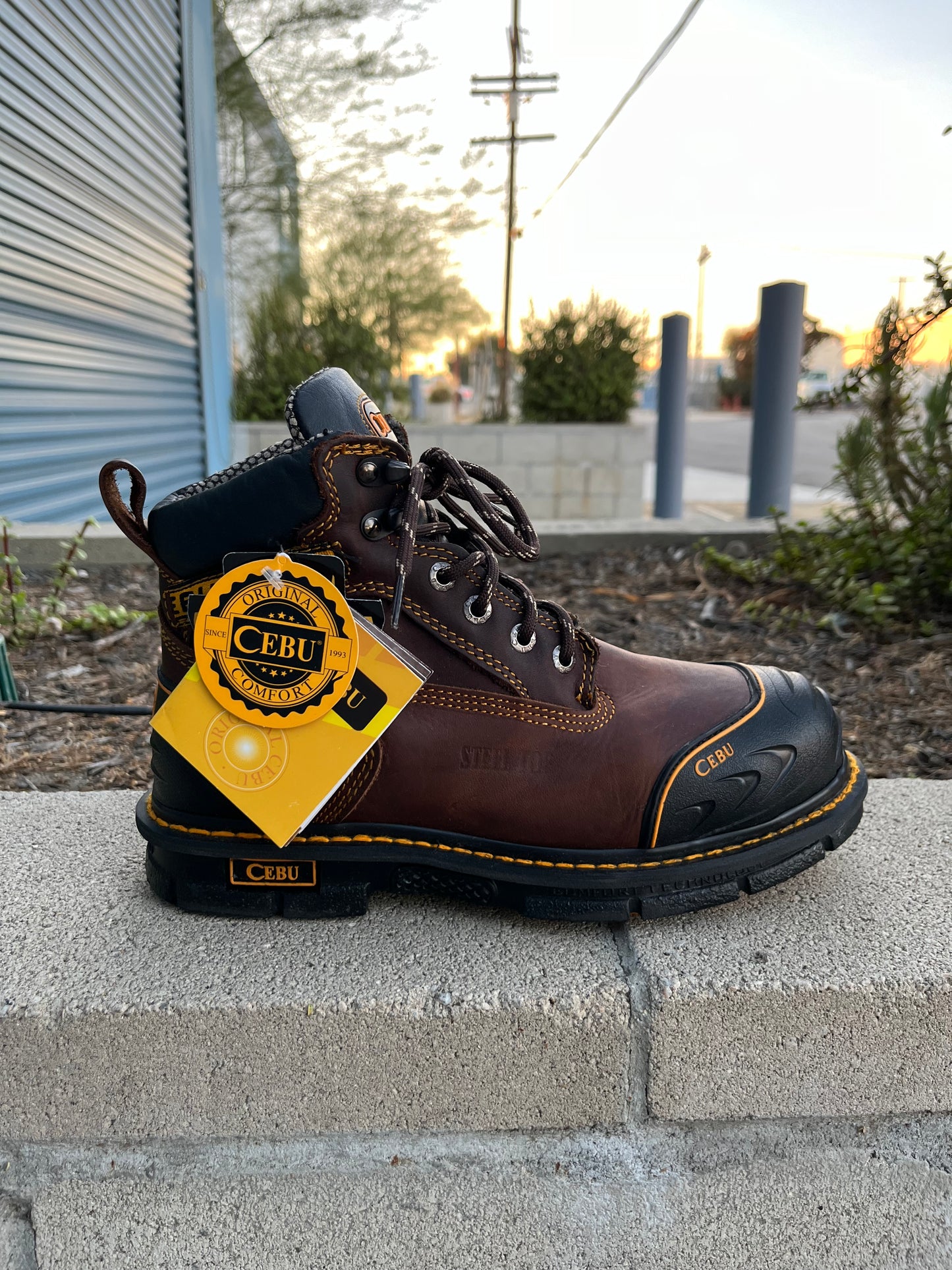 Men’s Cebu “BORCESHARK” Brown 6” Steel Toe Work Boot