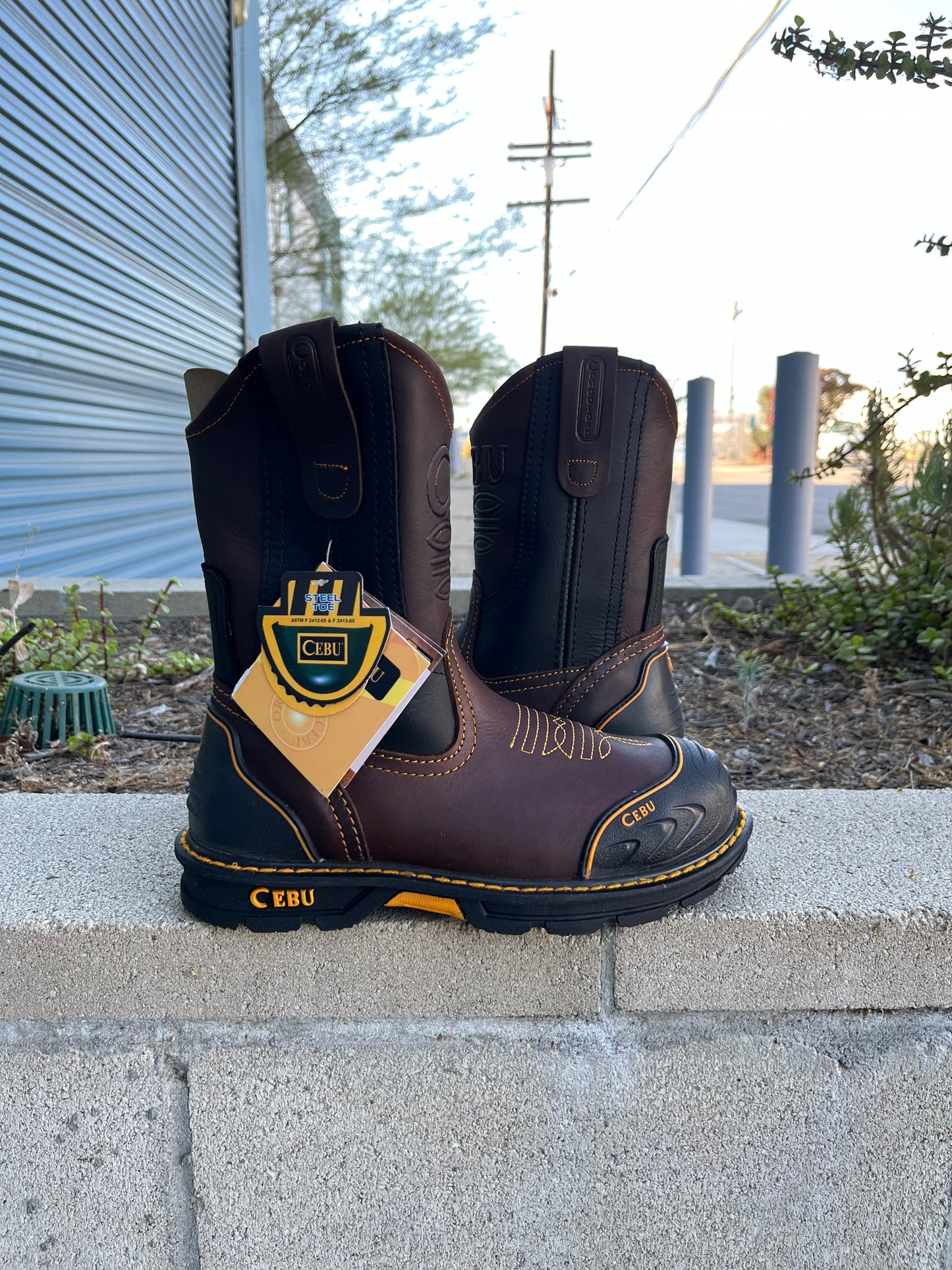 Men’s Cebu “FARMER” Brown Pull Up 10” Steel Toe Work Boot