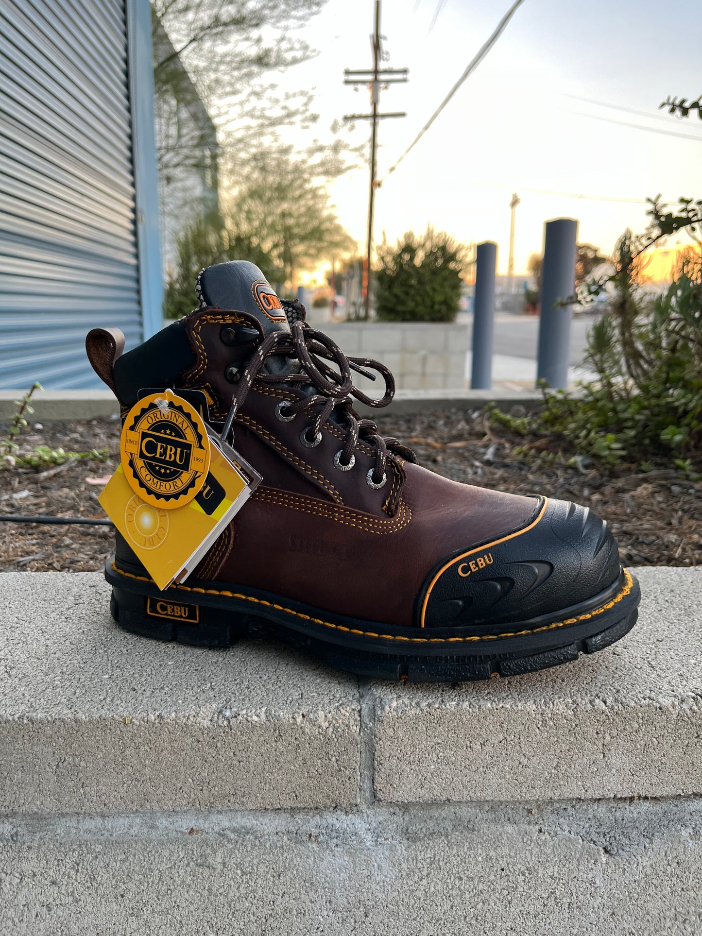 Men’s Cebu “BORCESHARK” Brown 6” Steel Toe Work Boot