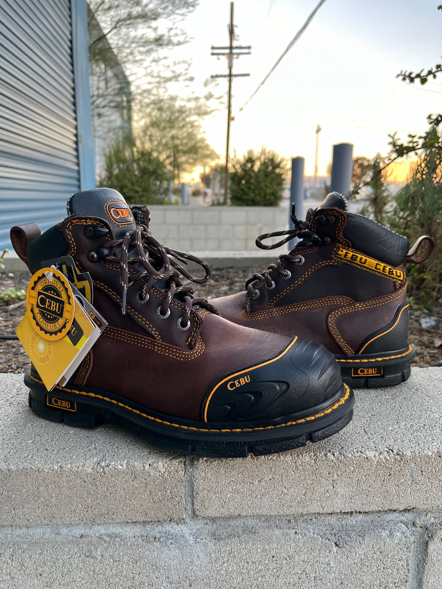 Men’s Cebu “BORCESHARK” Brown 6” Steel Toe Work Boot